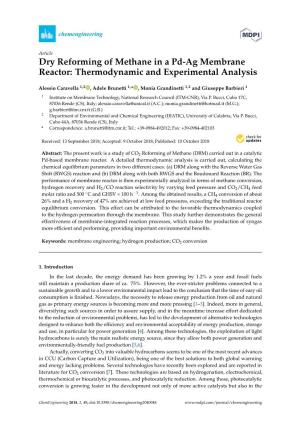 Dry Reforming of Methane in a Pd-Ag Membrane Reactor: Thermodynamic and Experimental Analysis