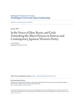 Unmasking the Abject Persona in Postwar and Contemporary Japanese Women's Poetry Lee Friederich Washington University in St