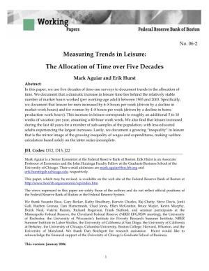 Measuring Trends in Leisure: the Allocation of Time Over Five Decades