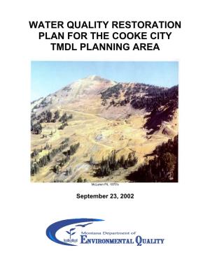 Water Quality Restoration Plan for the Cooke City Tmdl Planning Area