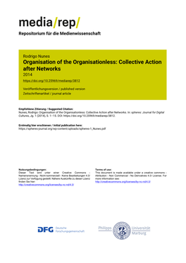 Organisation of the Organisationless: Collective Action After Networks 2014