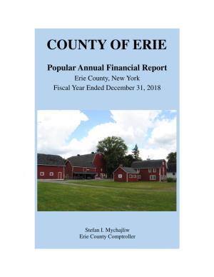 Popular Annual Financial Report Erie County, New York Fiscal Year Ended December 31, 2018