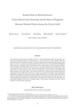 Frosted Glass Or Raised Eyebrow? Central Bank Credit Rationing And