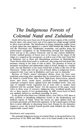The Indigenous Forests of Colonial Natal and Zululand Donal P