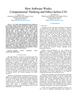 Computational Thinking and Ethics Before