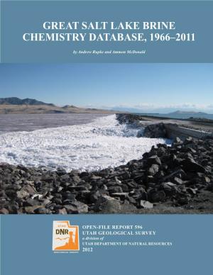 Great Salt Lake Brine Chemistry Database, 1966–2011