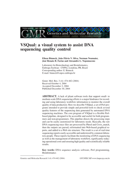 Vsqual: a Visual System to Assist DNA Sequencing Quality Control