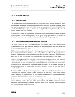 Section 14 Draft Environmental Impact Statement Cultural Heritage