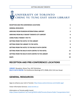 Reception and Pre-Conference Locations 1