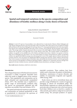 Spatial and Temporal Variations in the Species Composition and Abundance of Benthic Molluscs Along 4 Rocky Shores of Karachi