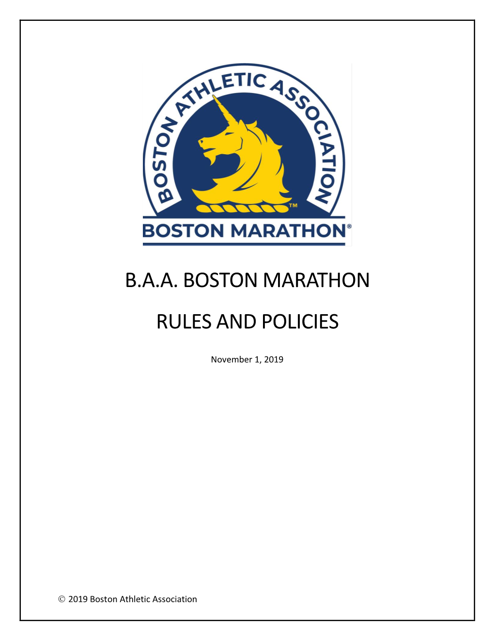 B.A.A. Boston Marathon Rules and Policies