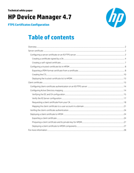 HP Device Manager 4.7 FTPS Certificates Configuration