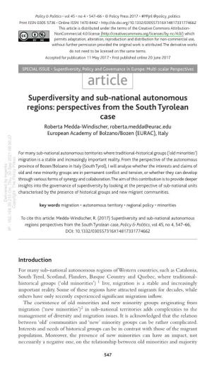 Superdiversity and Sub-National Autonomous