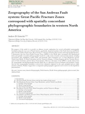 Zoogeography of the San Andreas Fault System: Great Pacific Fracture Zones Correspond with Spatially Concordant Phylogeographic