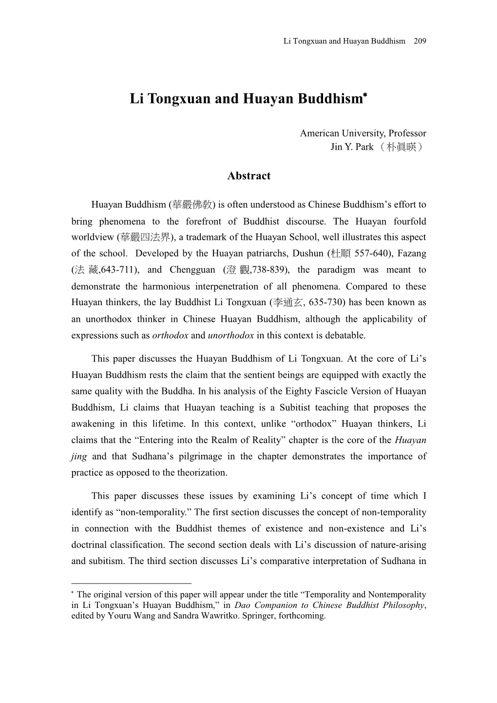 Li Tongxuan and Huayan Buddhism 209