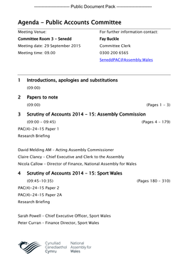(Public Pack)Agenda Document for Public Accounts Committee, 29/09