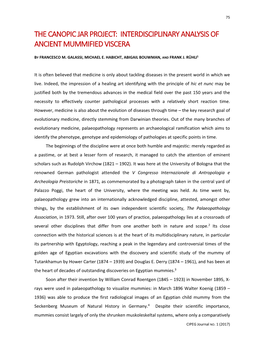 The Canopic Jar Project: Interdisciplinary Analysis of Ancient Mummified Viscera