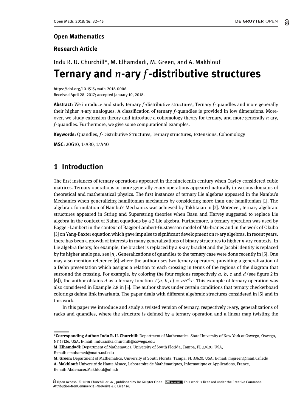 Ternary and N-Ary F-Distributive Structures Received April 28, 2017; Accepted January 10, 2018