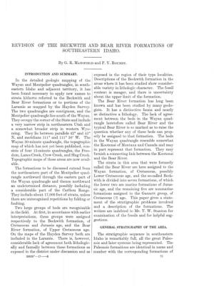 Revision of the Beckwith and Bear River Formations of Southeastern Idaho