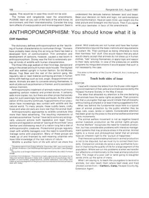 ANTHROPOMORPHISM: You Should Know What It Is Cliff Hamilton