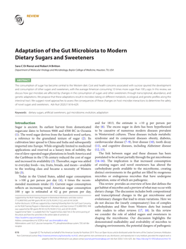 Adaptation of the Gut Microbiota to Modern Dietary Sugars and Sweeteners
