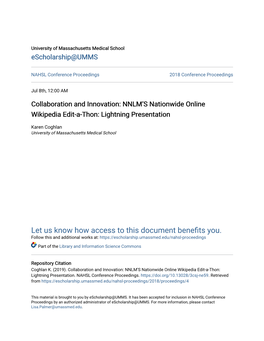 NNLM's Nationwide Online Wikipedia Edit-A-Thon