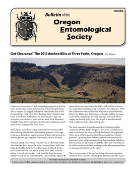 Fall 2012 Bulletin of the Oregon Entomological Society