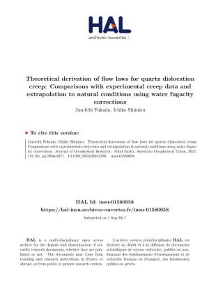 Theoretical Derivation of Flow Laws for Quartz Dislocation Creep