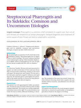 Streptococcal Pharyngitis and Its Sidekicks: Common and Uncommon Etiologies