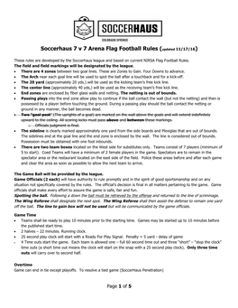 Soccerhaus 7 V 7 Arena Flag Football Rules (Updated 11/17/16)