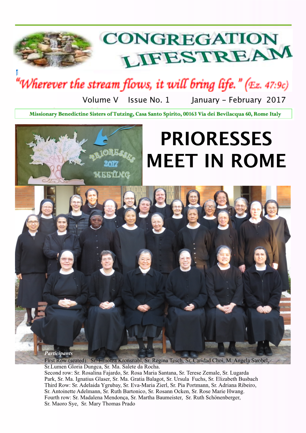 The 1St Issue 2017 of the Congregation Newsletter "Lifestream"
