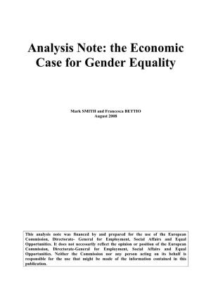 Analysis Note: the Economic Case for Gender Equality