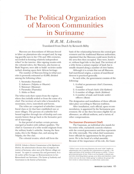 The Political Organization of Maroon Communities in Suriname H.R.M