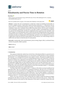 Simultaneity and Precise Time in Rotation