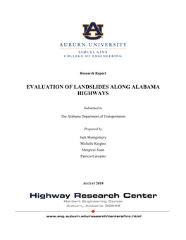 Evaluation of Landslides Along Alabama Highways
