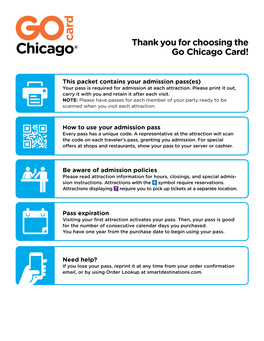 Thank You for Choosing the Go Chicago Card!