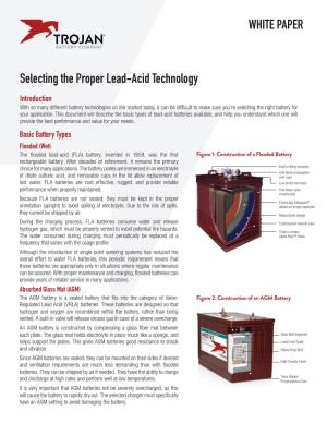 Selecting the Proper Lead-Acid Technology WHITE PAPER