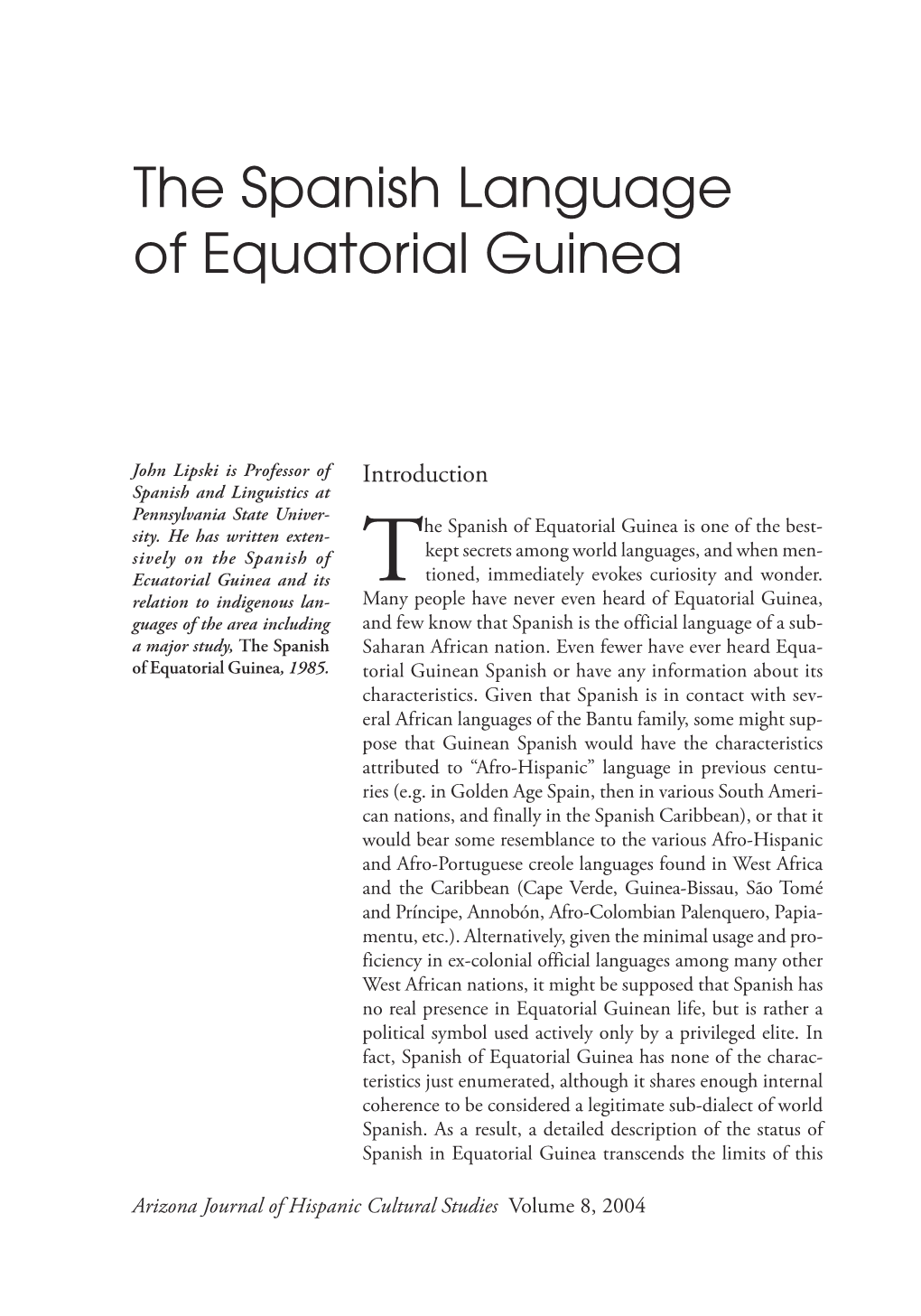 The Spanish Language of Equatorial Guinea