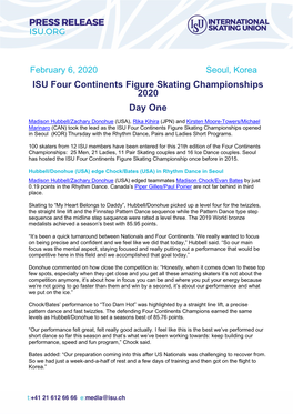ISU Four Continents Figure Skating Championships 2020 Day One
