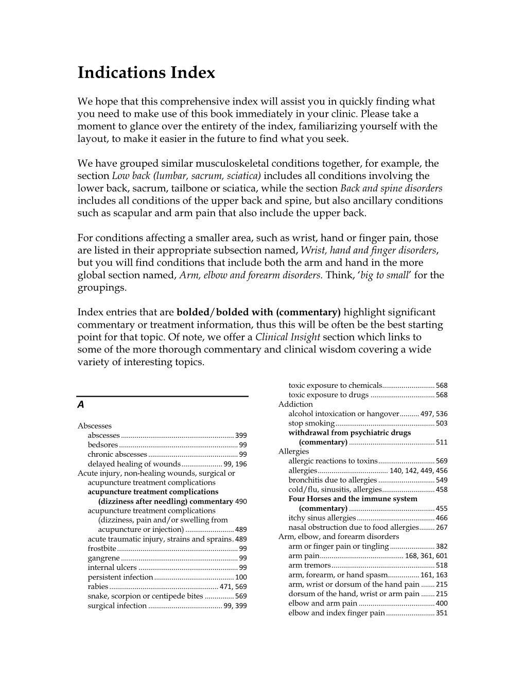 Indications Index