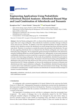 Engineering Applications Using Probabilistic Aftershock Hazard Analyses: Aftershock Hazard Map and Load Combination of Aftershocks and Tsunamis
