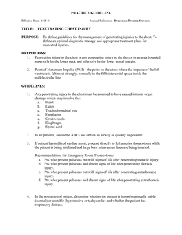 Penetrating Chest Injury