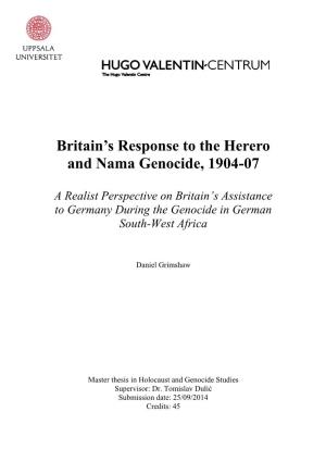 Britain's Response to the Herero and Nama Genocide, 1904-07