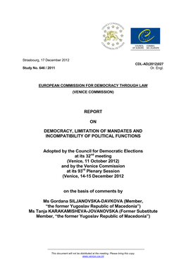 Report on Democracy, Limitation of Mandates And