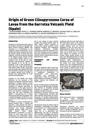 Origin of Green Clinopyroxene Cores of Lavas from the Garrotxa Volcanic