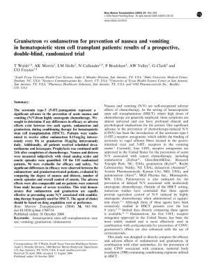 Granisetron Vs Ondansetron for Prevention of Nausea and Vomiting