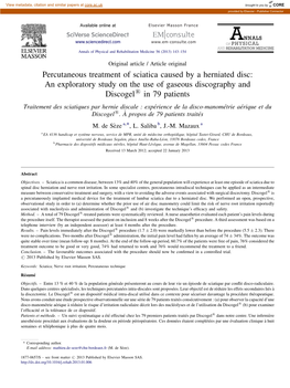 Percutaneous Treatment of Sciatica Caused by a Herniated Disc: an Exploratory Study on the Use of Gaseous Discography and Discog