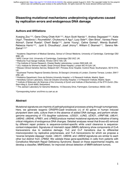 Dissecting Mutational Mechanisms Underpinning Signatures Caused by Replication Errors and Endogenous DNA Damage