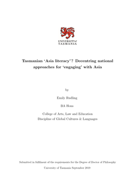 Tasmanian `Asia Literacy'? Decentring National Approaches for `