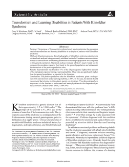 Taurodontism and Learning Disabilities in Patients with Klinefelter Syndrome Gary S